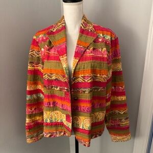 Fun Coldwater Creek blazer/jacket Mixed colors orange/pink/yellow Size M boho